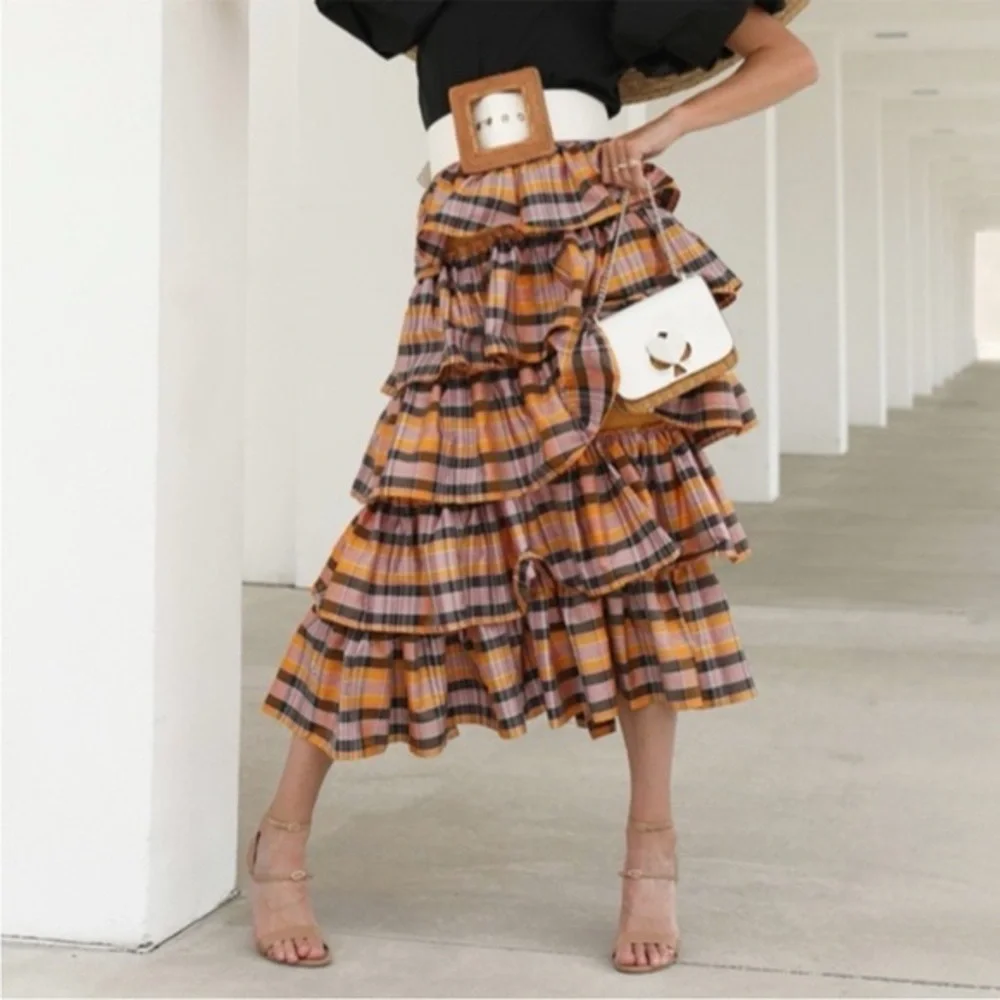 J.Crew Limited Edition Silk Tiered Plaid Skirt size 4